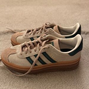 Adidas Cream and Teal Platform Sneakers
